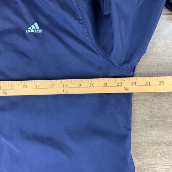 Adidas Mens Hoodie Jacket Size Large Navy Blue Three Striped Lined Lightweight - Picture 10 of 12